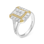 18K Gold White Diamond + Yellow Diamond Engagement Ring // Ring Size: 6.5 // New
