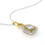 14K White Gold + 14k Yellow Gold White Diamond + Fancy Yellow Diamond Pendant Necklace // 18" // New