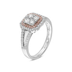 14K Gold White Diamond + Pink Diamond Engagement Ring // Ring Size: 6.75 // New