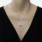 14K Gold White Diamond + Fancy Pink Diamond Pendant Necklace // 18" // New