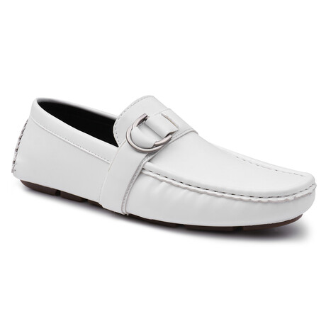 Charter Slip-On Side Buckle Loafers // White (8)