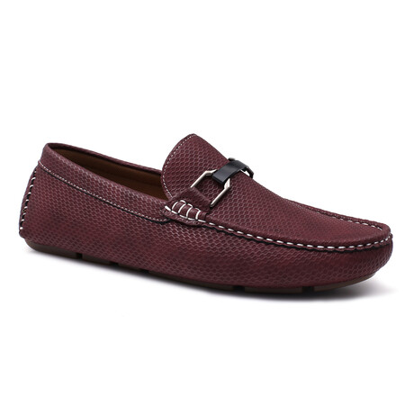 Charter Embossed Slip-On Driving Loafers // Maroon (8)