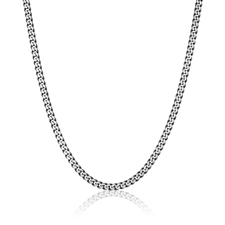 Brushed Stainless Steel Diamond Cut Necklace // 5.5mm // Black