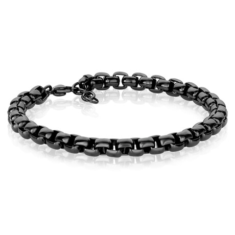 Plated Steel Round Box Chain Bracelet // Gunmetal // 8" + 0.5"
