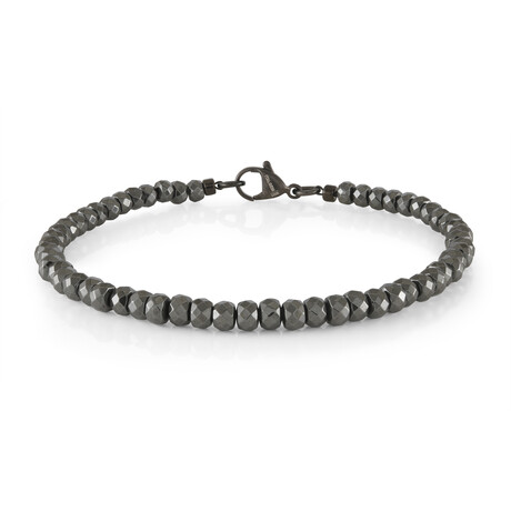 Steel Bracelet with Hematite Beads  // 4.4mm // Gunmetal (7.25")