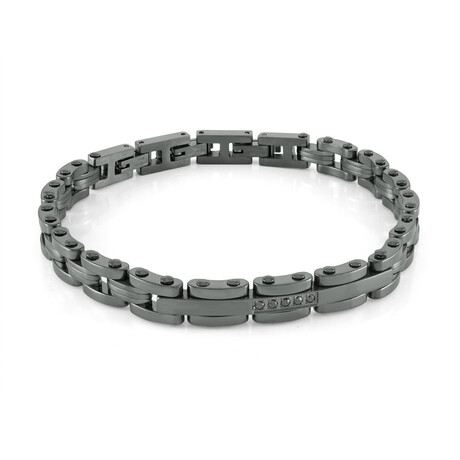 Steel Motor Chain Bracelet // Gunmetal // 7.5" + 0.5" + 0.5"