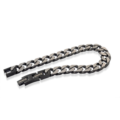 Matte Stainless Steel Diamond Cut Curb Link Bracelet // 5.5mm // Black // 8" + 0.5"