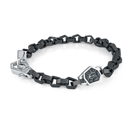 Geometric Steel Bracelet   // Black // 8"