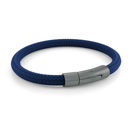 Steel Bracelet with Blure Rubber  // Gunmetal (7.5")