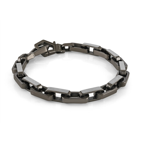 Round Link Polished Steel Bracelet // 6.3mm // Gunmetal (7.5")
