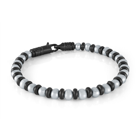 Steel Bracelet  // Stoppers Swarovski Pearls // Gunmetal (8")