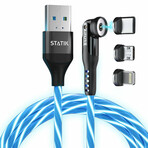 GLOBRIGHT® 360 BLUE Universal Magnetic Charge Cable LED Glow // 6 ft. // 5 Pack