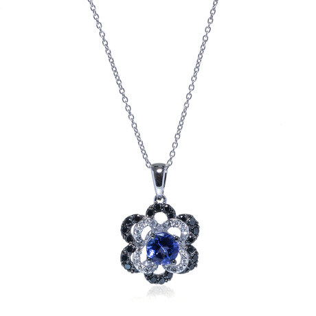 14k White Gold Tanzanite + Diamond Pendant Necklace // 18" // New