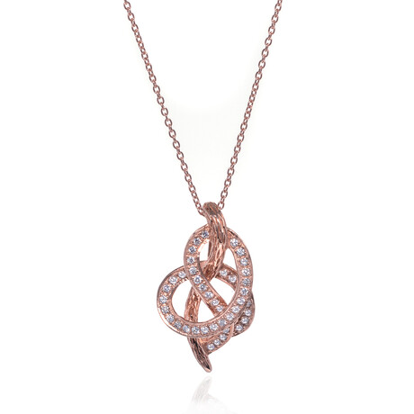 14k Rose Gold Diamond Necklace // 18" // New