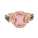 14K Rose Gold Morganite + Diamond Ring // Ring Size: 7 // New