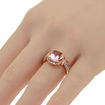 14K Rose Gold Morganite + Diamond Ring // Ring Size: 7 // New