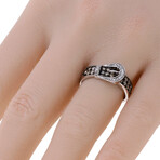 14k White Gold Vanilla + Chocolate Diamond Buckle Ring // Ring Size: 7 // New