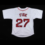 Carlton Fisk Signed Red Sox Jersey, Carlton Fisk Signed Red Sox Custom Matted Photo Display, & Carlton Fisk Signed White Sox Jersey
