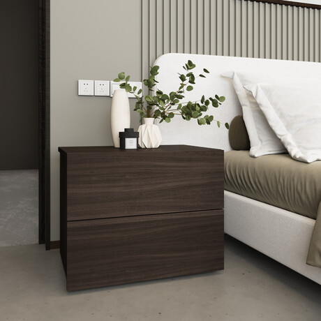 Ayla Nightstand In Dark Oak Melamine.