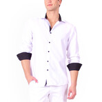 Contrast Dreamy Long Sleeve Shirt // White (L)