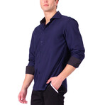 Contrast Dreamy Long Sleeve Shirt // Navy (S)