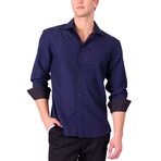 Contrast Dreamy Long Sleeve Shirt // Navy (M)