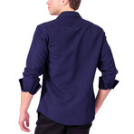 Contrast Dreamy Long Sleeve Shirt // Navy (S)