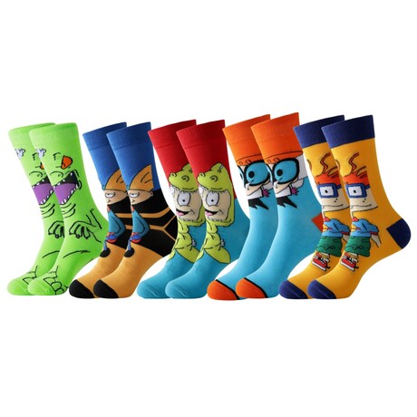 Pack of 5 // Cartoon Characters Crew Socks // Style 2