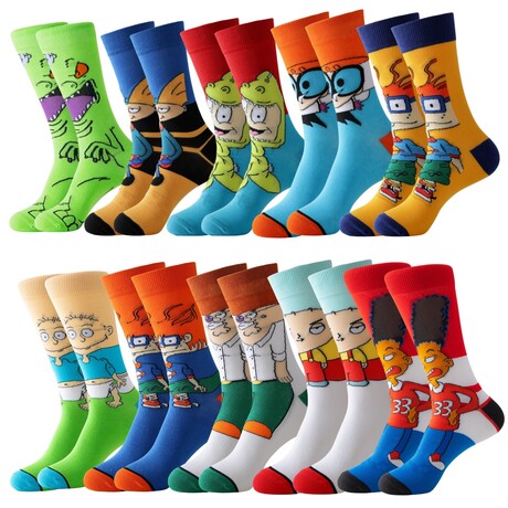 Pack of 10 // Cartoon Characters Crew Socks // Style 2