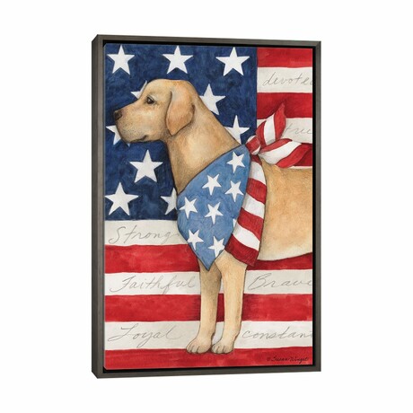 Dog With Flag-Vertical by Susan Winget (26"H x 18"W x 1.5"D)