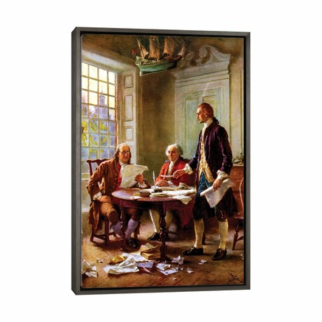 Restored Vector Painting Of The Writing Of The Declaration Of Independence by Stocktrek Images (26"H x 18"W x 1.5"D)
