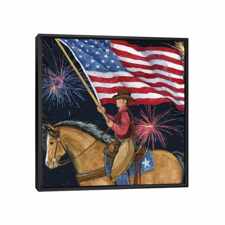 Cowboy Flag Horse Fireworks by Susan Winget (12"H x 12"W x 1.5"D)