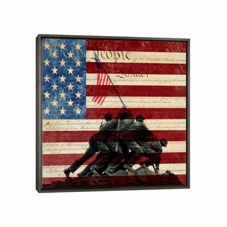 USA "Constitution" Flag (Iwo Jima War Memorial Background) by 5by5collective (12"H x 12"W x 1.5"D)