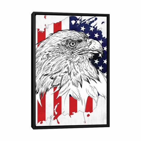 Bald Eagle And American Flag by Cornel Vlad (26"H x 18"W x 1.5"D)