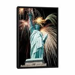 Fireworks Explode Behind Statue Of Liberty New York Ny by Vintage Images (26"H x 18"W x 1.5"D)