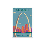 St. Louis Travel Poster Print on Acrylic Glass by Jim Zahniser (16"H x 24"W x 0.25"D)