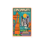 Cincinnati Travel Poster Print on Acrylic Glass by Jim Zahniser (16"H x 24"W x 0.25"D)