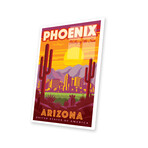 Phoenix Travel Poster Print on Acrylic Glass by Jim Zahniser (16"H x 24"W x 0.25"D)