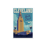 Cleveland Travel Poster Print on Acrylic Glass by Jim Zahniser (16"H x 24"W x 0.25"D)