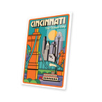 Cincinnati Travel Poster Print on Acrylic Glass by Jim Zahniser (16"H x 24"W x 0.25"D)