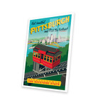 Pittsburgh Incline Travel Poster Print on Acrylic Glass by Jim Zahniser (16"H x 24"W x 0.25"D)