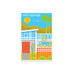 Palm Springs Mid Century House Travel Poster Print on Acrylic Glass by Jim Zahniser (16"H x 24"W x 0.25"D)