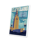 Cleveland Travel Poster Print on Acrylic Glass by Jim Zahniser (16"H x 24"W x 0.25"D)