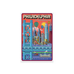 Philadelphia Pop Art Travel Poster Print on Acrylic Glass by Jim Zahniser (16"H x 24"W x 0.25"D)