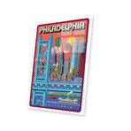 Philadelphia Pop Art Travel Poster Print on Acrylic Glass by Jim Zahniser (16"H x 24"W x 0.25"D)