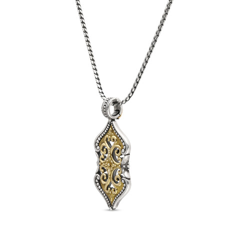 18K Yellow Gold + Sterling Silver Pendant Necklace // 19" // Store Display