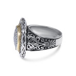 Sterling Silver + 18K Yellow Gold Pave Diamond Ring // Ring Size: 7.5 // Store Display