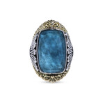 Iliada Silver + 18K Yellow Gold Chrysocolla Ring // Ring Size: 7 // Store Display