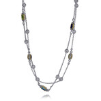 Kleos Sterling Silver + 18K Yellow Gold Iolite + Peridot + Topaz Station Necklace // 36" // Store Display