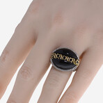 18K Yellow Gold + Sterling Silver Onyx + Black Spinel Ring // Ring Size: 8 // Store Display